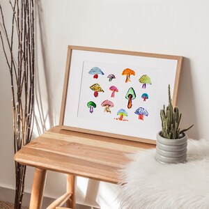 Mushroom Wall Art, Watercolor Painting image 3