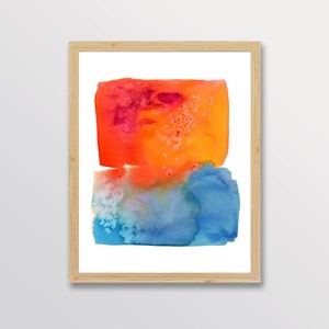 Fire and Ice Art Print, Abstract Contemporary Watercolor