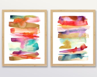 Set of 2 Prints, Abstract Art, Watercolor Painting