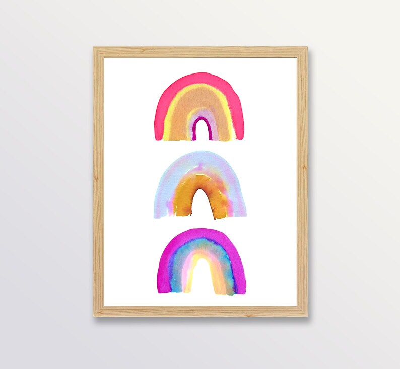 Rainbow Nursery Decor Watercolor Art Print - Etsy