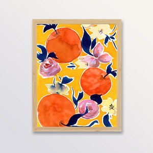 Oranges On Yellow, Orange Blossom Citrus Art Print Kitchen image 3