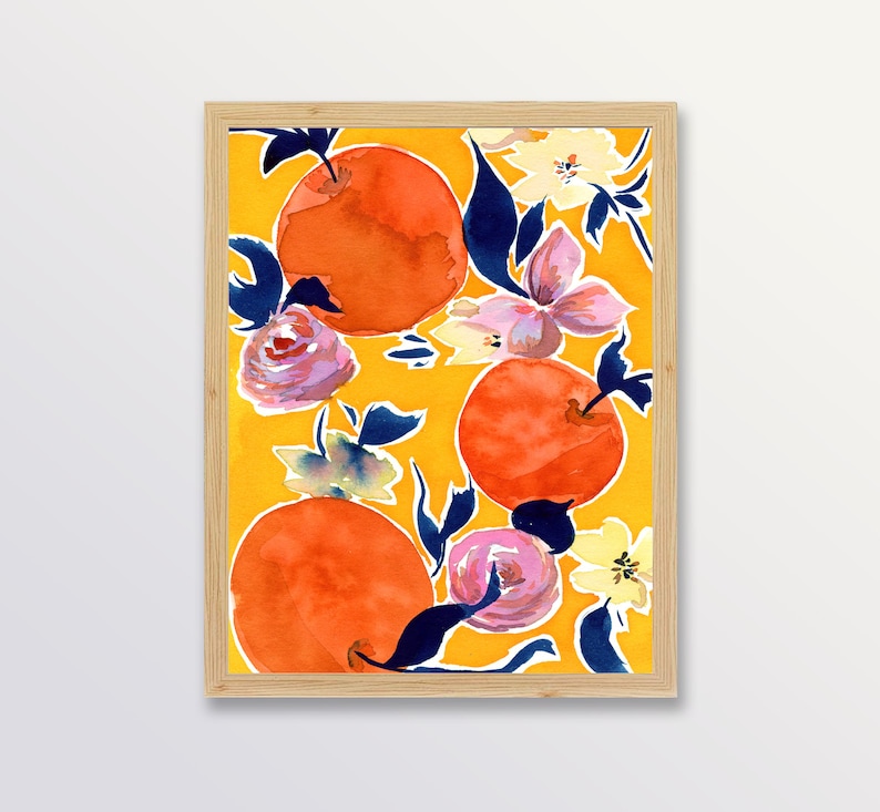 Oranges On Yellow, Orange Blossom Citrus Art Print Kitchen image 3