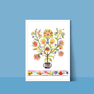 Ukrainische Blumen Aquarell, Wandkunst, Relief für Ukraine
