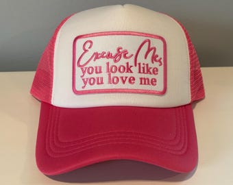 Ladies Excuse Me You Look Like You Love Me Trucker Hat on Tan Camo - Etsy