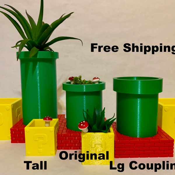 Macetero para suculentas Mario Bros con drenaje