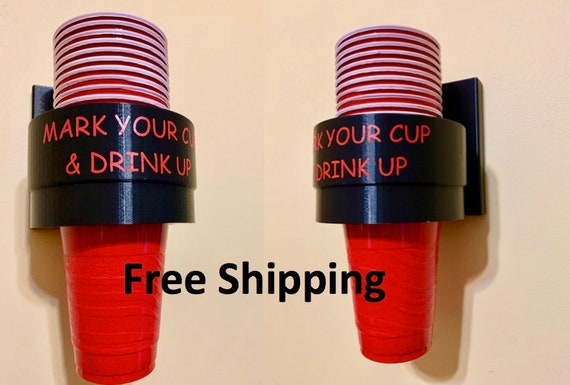 Solo Cup Holder Dispenser Wall Mounted With Marker Mount 18oz 