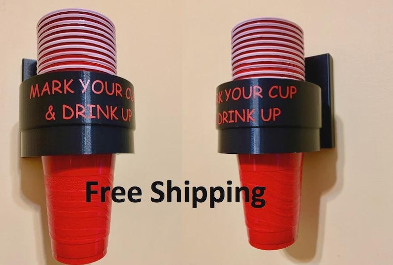 Beer Cup Holder Dispenser Wall Mounted With Marker Mount (18oz) - Etsy