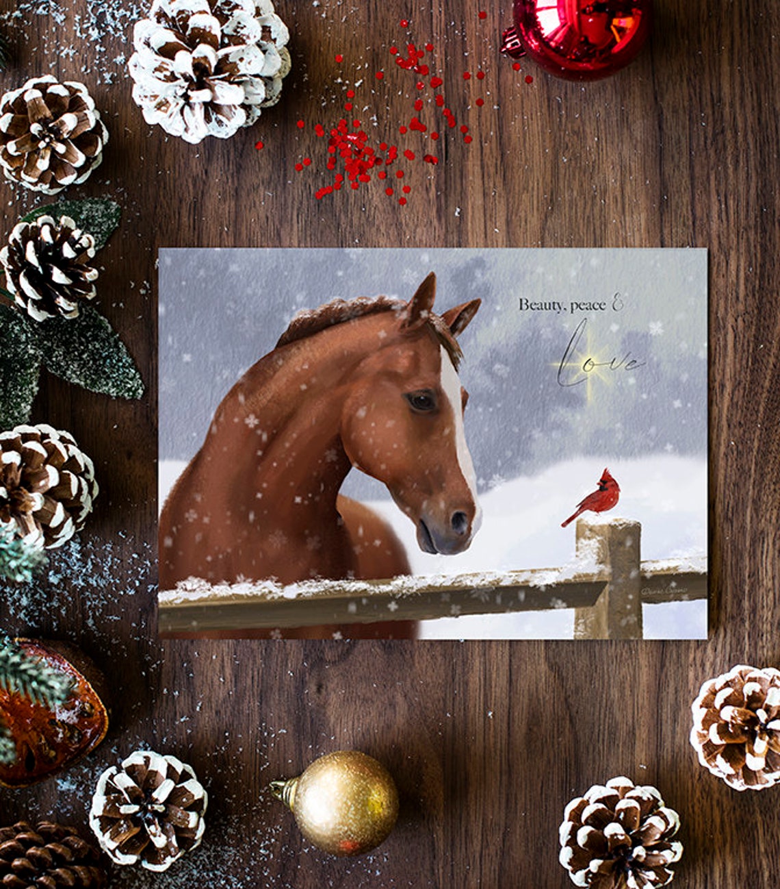 Horse Art Holiday Card Boxed Set, Equine Art, Horse Christmas Card