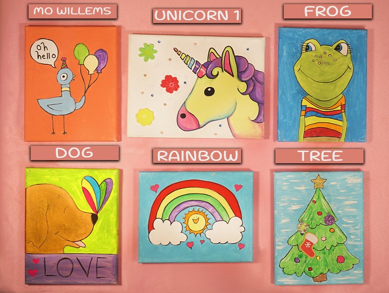 Canvas Painting kids 8 x 10 Pre Drawn Stretched Canvas kit Etsy