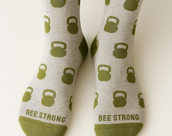 Lift Strong Kettlebell Socks | Gym Gift for Him or Her | Fitness & CrossFit Socks | Strength Training Apparel | One Size Fits All