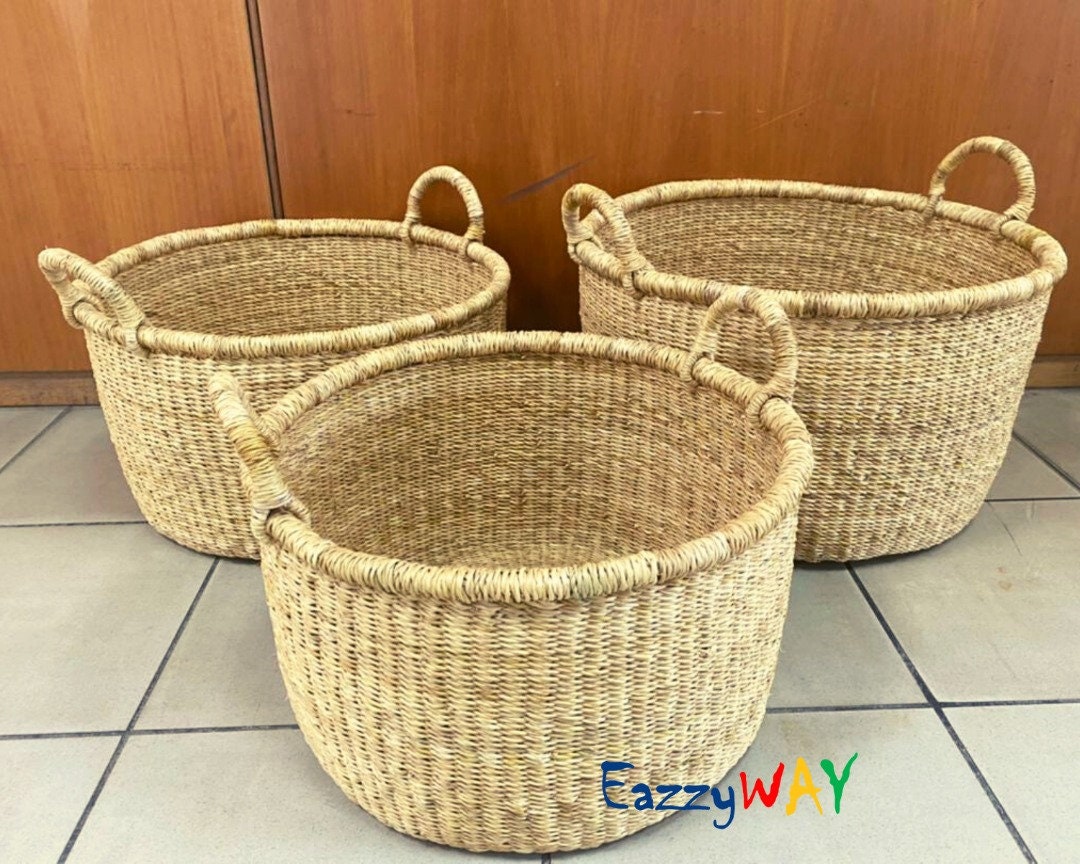 Set of 3 Mini Laundry Basket, Large Laundry Basket, African Laundry