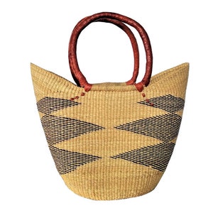 Large Bolga Market Basket, Bolga Market Basket, Hand Woven basket, Basket With Handle, Handwoven Basket, U-Shopper