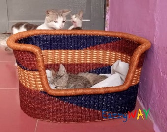 Cat Basket Bed, Cat House Indoor, Woven Pet Bed, Cat Cave, Handmade Cat Bed, Cat Nest, Pet Basket, Cat House, Cat Bed, Pet Bed, Cat Basket