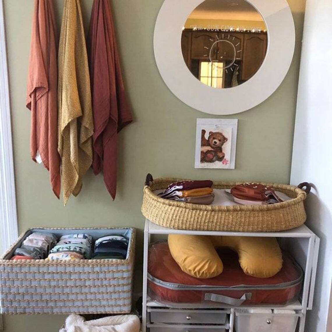 Baby Changing Table Basket with Pad Diaper Changing Moses Etsy