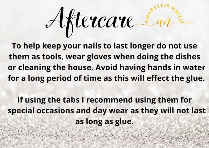 Press on Nail Instruction and Aftercare Advice Cards Nail Etsy