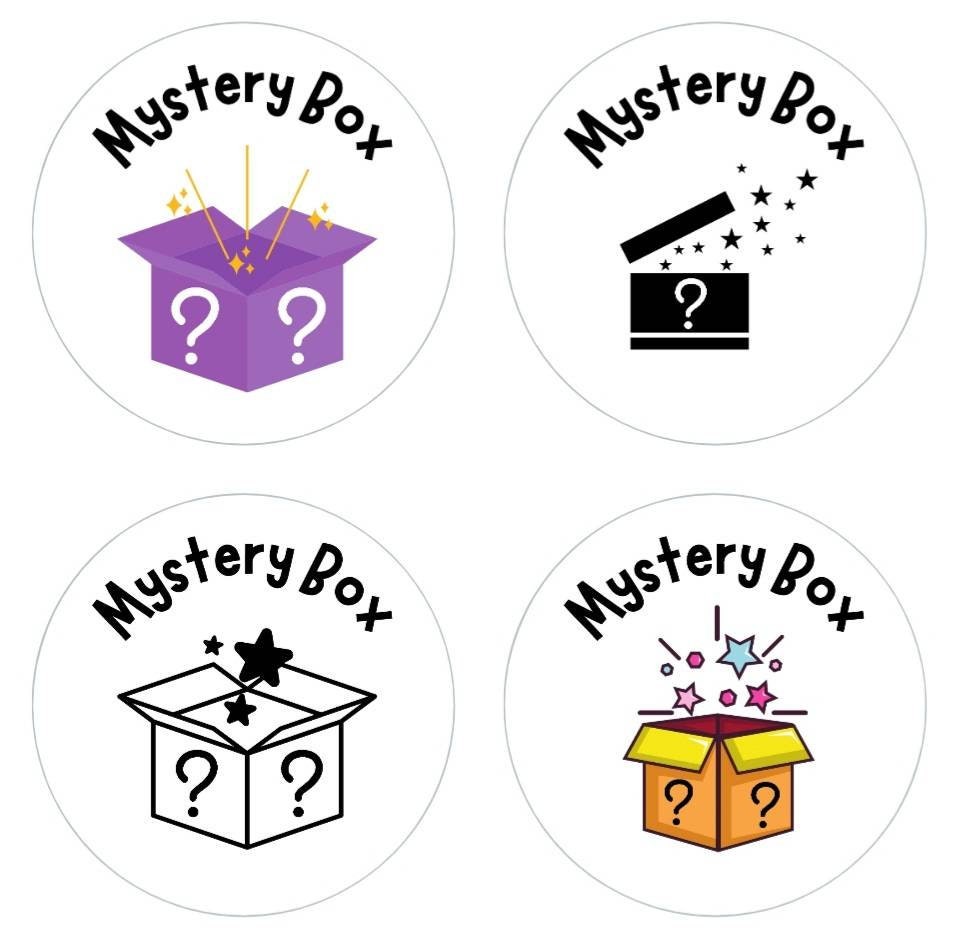 Mystery box label or sticker Royalty Free Vector Image