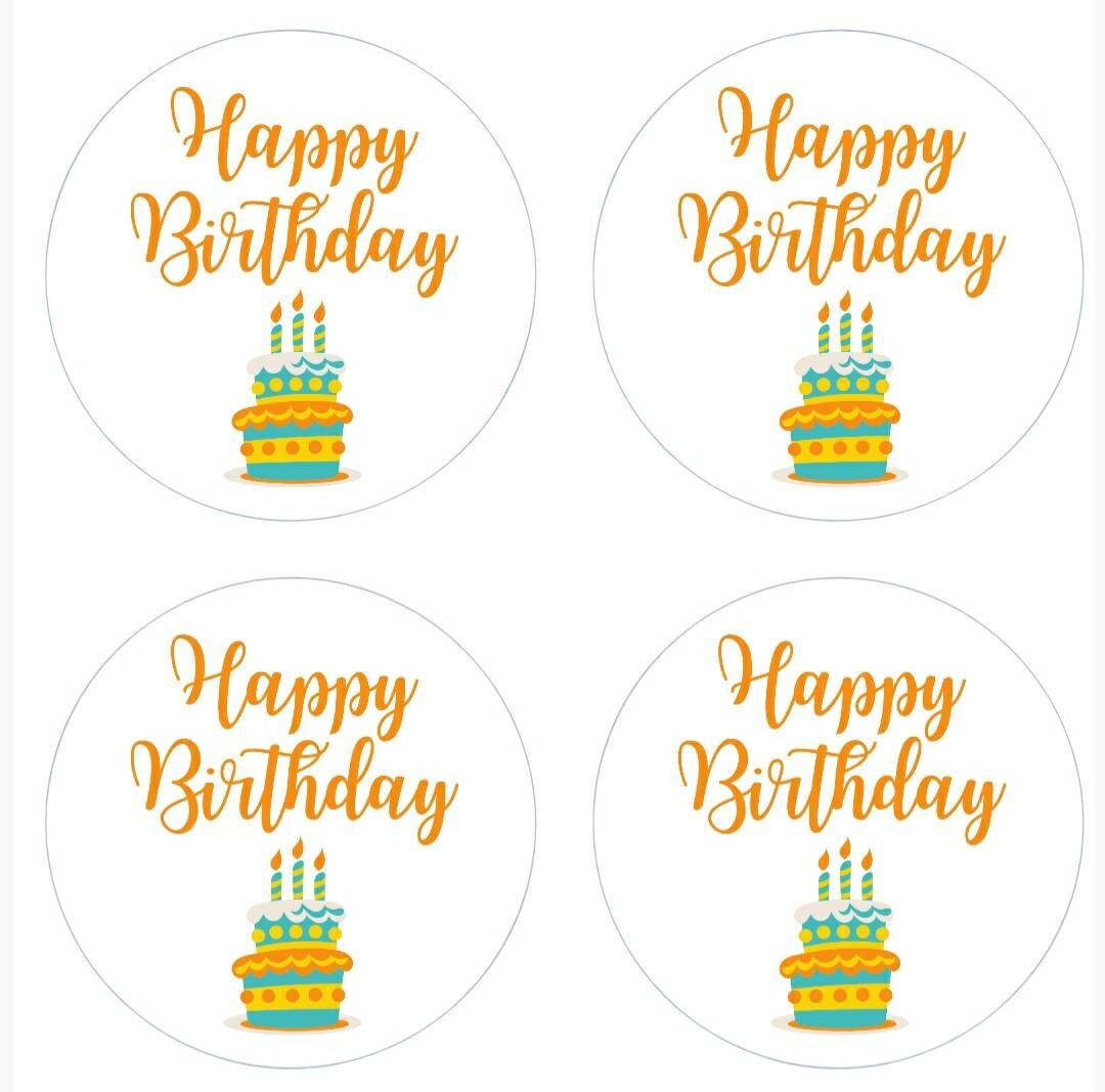 Happy Birthday Stickers Birthday Cake Stickers Etsy