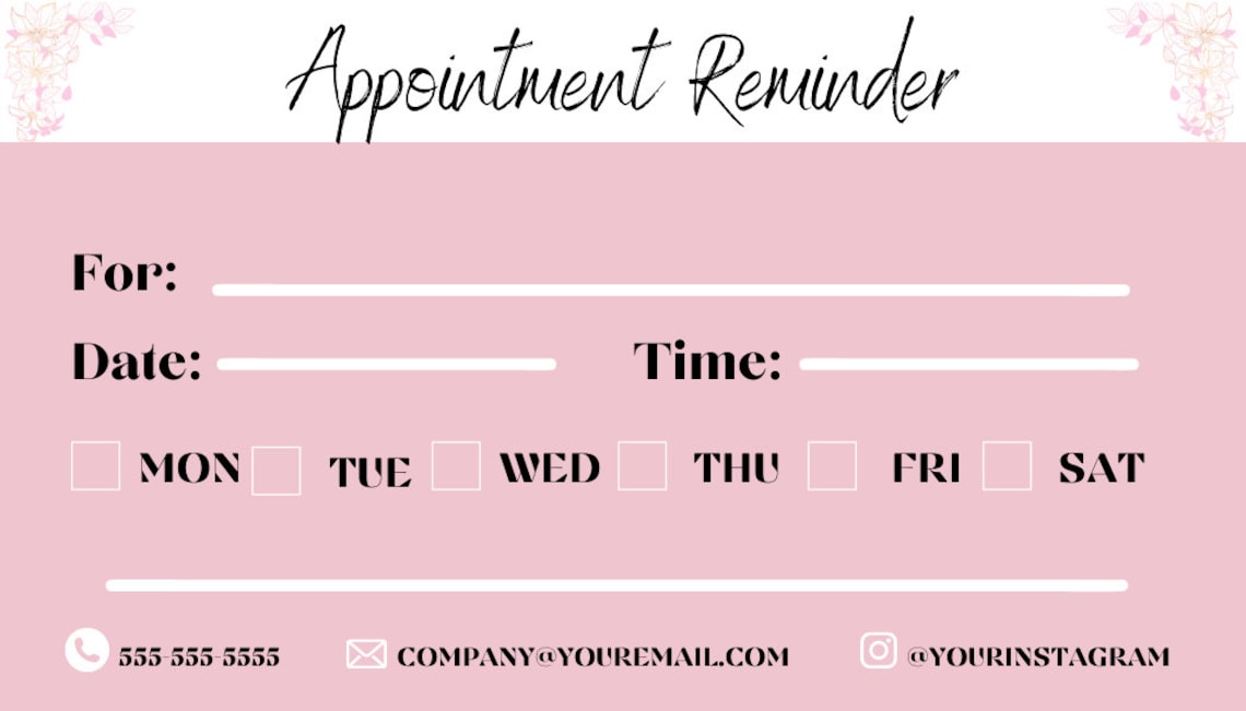 Appointment Reminder Card Template. Reminder Cards. Editable Etsy Appointment Reminder Card Template. Reminder Cards. Editable Etsy