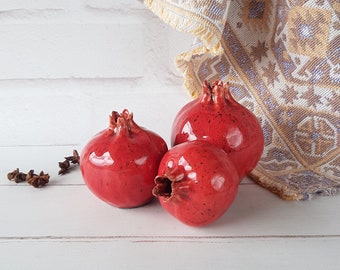 Ceramic pomegranate handmade Ceramic fruit sculpture Figurine pottery vase Pottery table berry decor