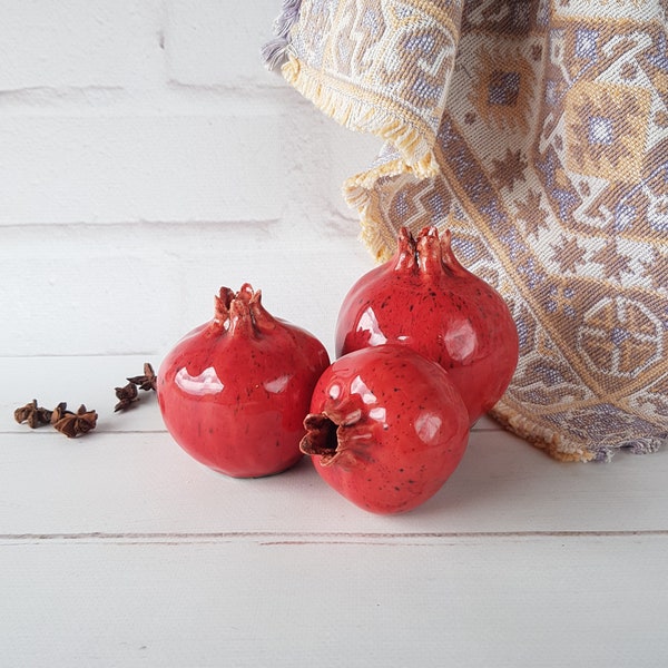 Ceramic pomegranate handmade Ceramic fruit sculpture Figurine pottery vase Pottery table berry decor