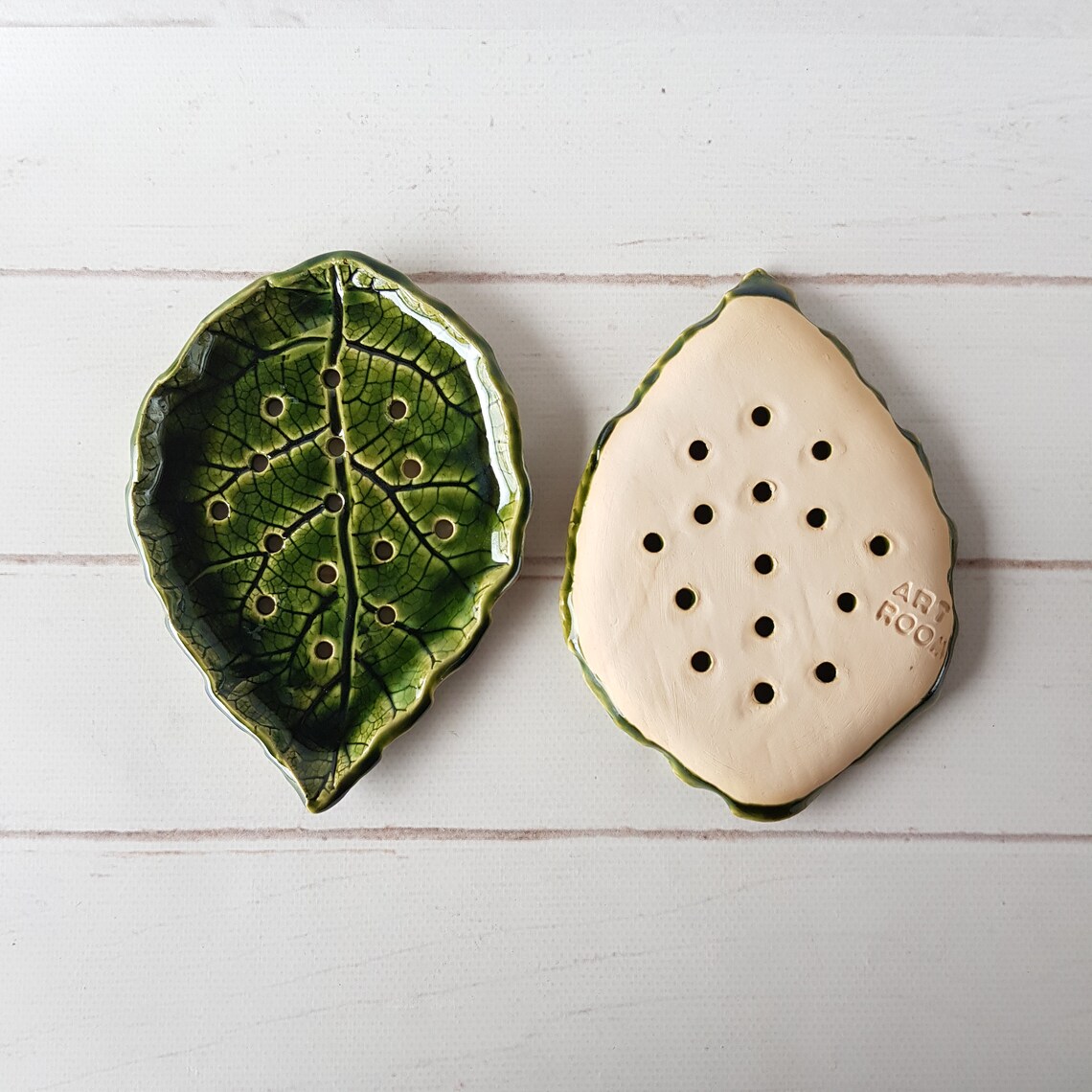 Handmade ceramic leaf soap dish with drains Soap holder with Etsy
