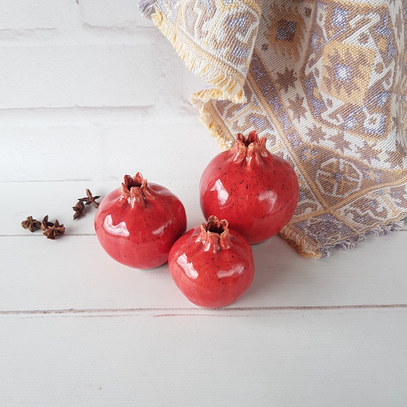 Ceramic Pomegranate Handmade Ceramic Fruit Sculpture Figurine Etsy