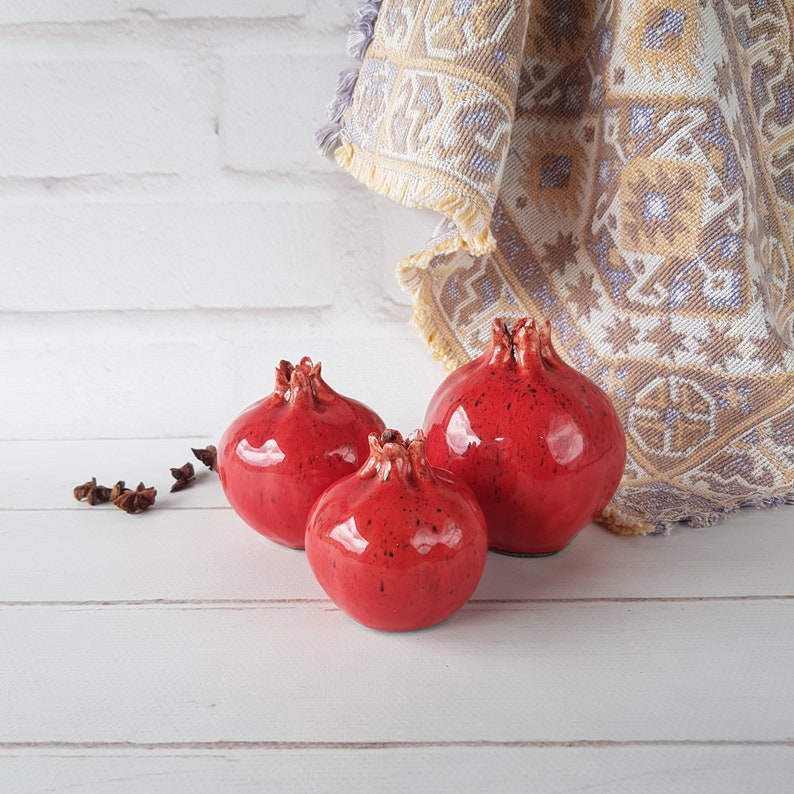 Ceramic Pomegranate Handmade Ceramic Fruit Sculpture Figurine Etsy