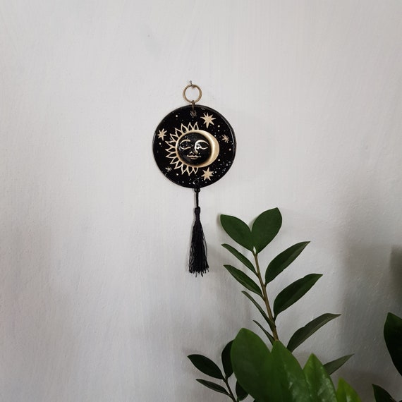 Ceramic Sun And Moon Wall Hanging Moon Decor For Wall Etsy