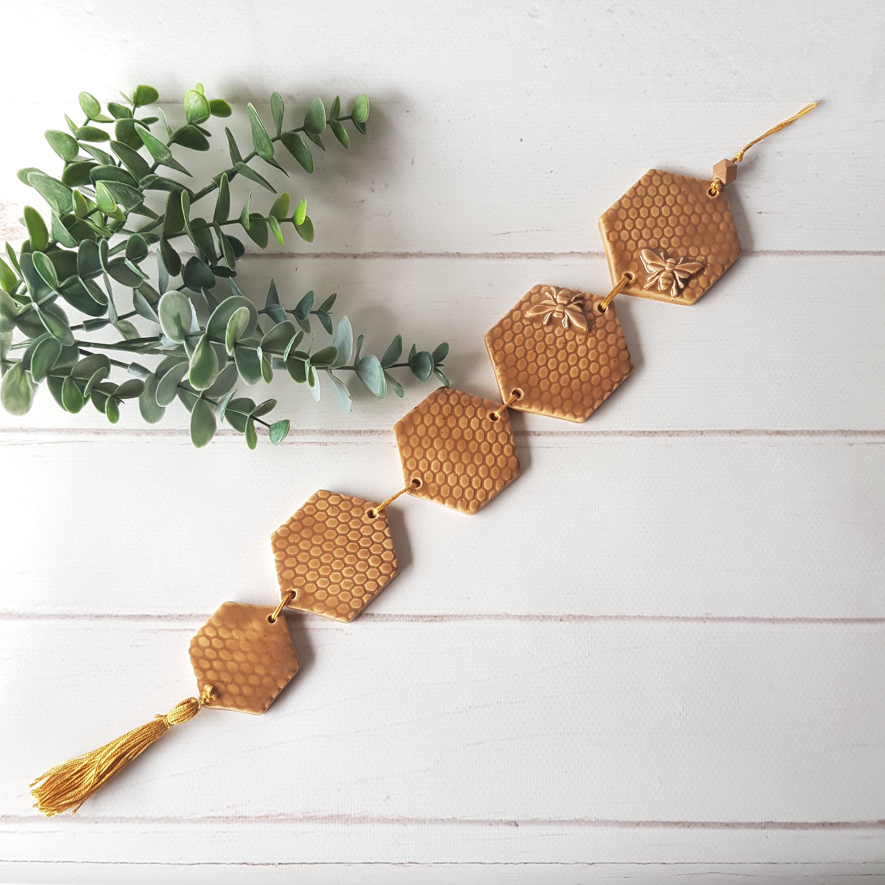 kitchen wall art | bee art print | honey bee decor |... Ceramic Bumble Bee With Honeycomb Wall Hanging Insect Garland Bee Wall ...