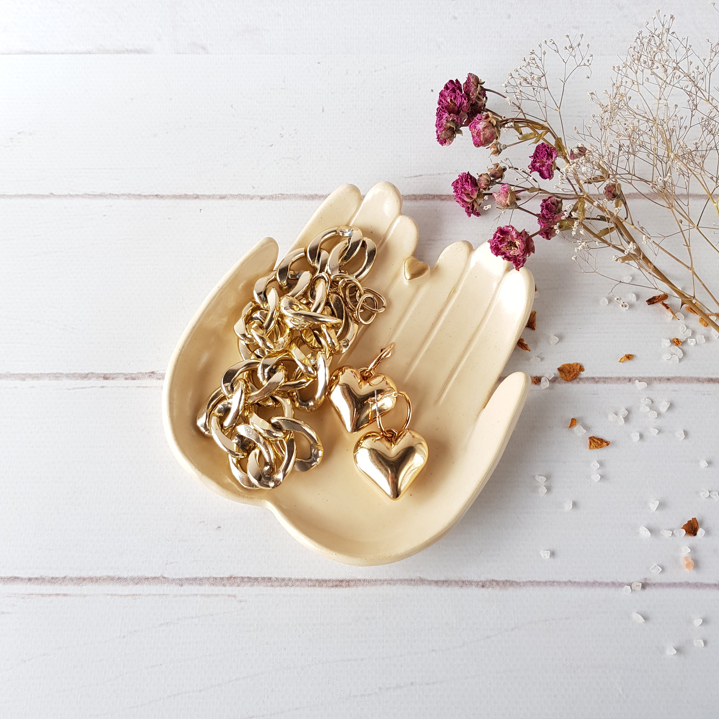 Beige Double Hand Jewelry Holder Ceramic Hand Decor Ceramic Etsy