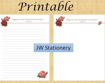 JW Letter Writing Paper | Ministry Supplies | Scripture Luke 11:28 | Happy are Those... | Letter Writing | Instant Download | Printable