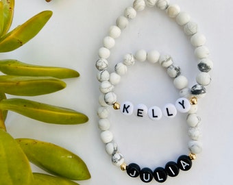 Marble Personalized Bracelets with 14k gold fill beads