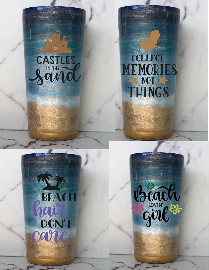 Summer Inspired Beach Theme Tumbler Glitter Personalized Etsy