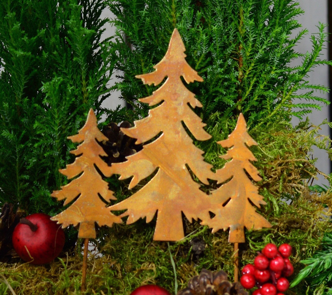 Beetstecker Eule Aus Edelrost – 2er Set, 8,5 X 10 Cm + 21 Cm Spieß, Frostfeste Gartendeko