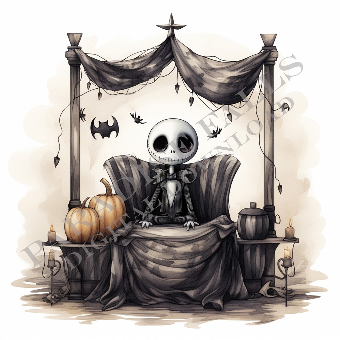 Jack Skellington Hanging Out Halloween Scenic Print - Etsy