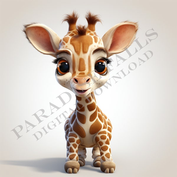 Cute Baby Giraffe - Sublimation Print - Instant Art - Printable Wall Decor - Clip Art - Logo Graphic Design - INSTANT DIGITAL DOWNLOAD