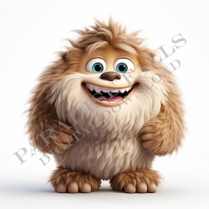 Cute Brown Yeti Sasquatch - Sublimation Print - Art - Printable Wall Decor - Clip Art - Logo Graphic Design - INSTANT DIGITAL DOWNLOAD