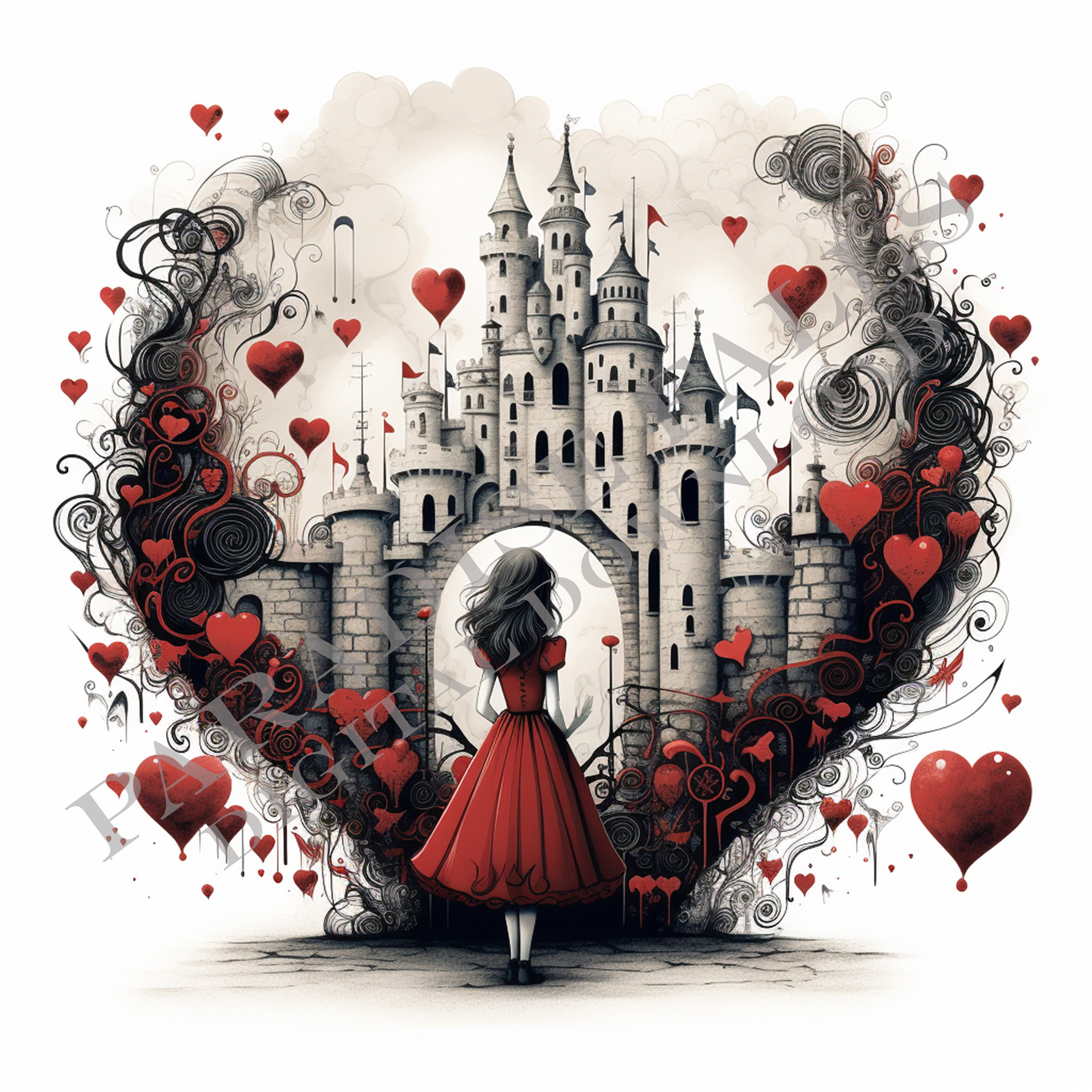 Viewing Heart Queen Castle - Scenic Print - Instant Art