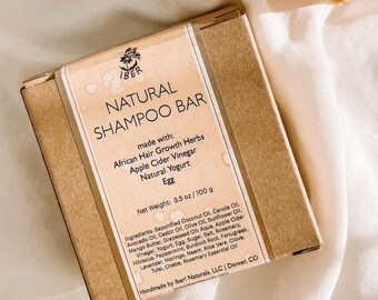 Natural Shampoo Bar with African Hair Growth Herbs | Egg | Yogurt | Apple Cider Vinegar