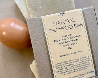 Natural Shampoo Bar with Hair Growth Herbs | Egg |  Yogurt | Apple Cider Vinegar
