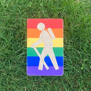 Pride Hiker wooden sign LGBTQ