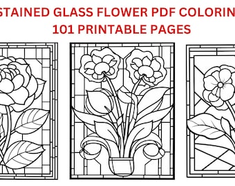 Stained Glass Flowers Coloring Pages: 101 Printable Designs (PDF Download)