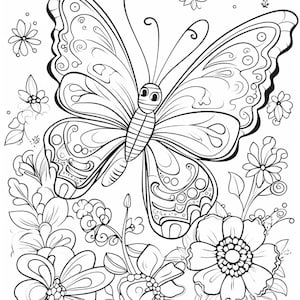 50 vlinderpagina's kleurboek voor volwassenen en kinderen - digitale download, instant download