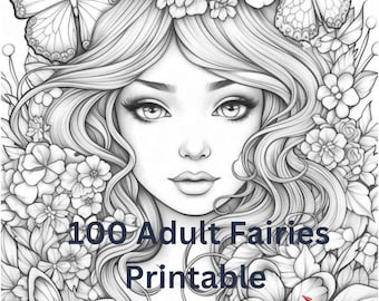 Fairy Coloring Book: 100 Printable Designs for Adults (Digital Download)
