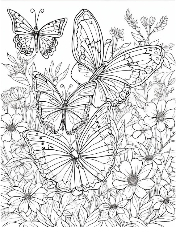 30 pages de papillons et de fleurs à colorier pour adultes