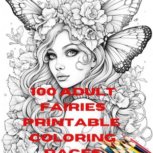 Adult Coloring Pages ,Printable Fairies Coloring Book for Adults,Stress Relief , Digital Download,Coloring Sheets