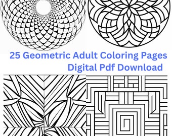 Libro para colorear geométrico: 25 diseños intrincados (descarga digital)
