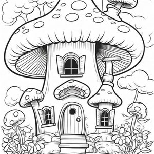 40 Fantasy Mushrooms Coloring Pages ,Coloring Book for Adults ,Stress Relief - Digital Download,Instant Download