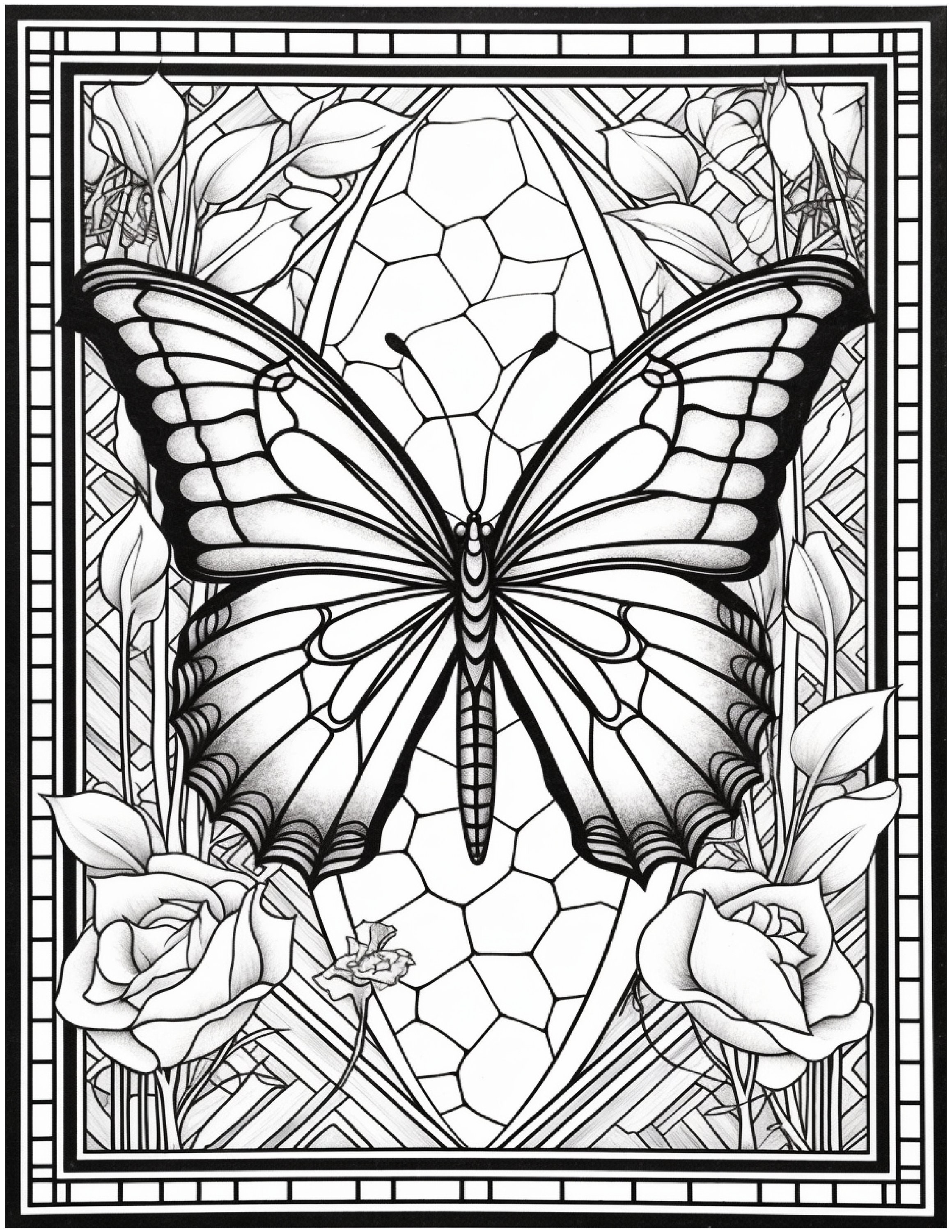 Stained Glass Butterfly Coloring Books For Adults: Single Sided, Relaxing,  Anti Stress Coloring Book for Adults