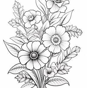 70 Flower Coloring Pages: Stress Relief for Adults & Kids (PDF Download ...